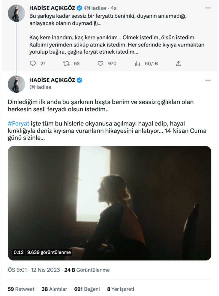 hadise nin feryat paylasimi sosyal medyada gundem oldu